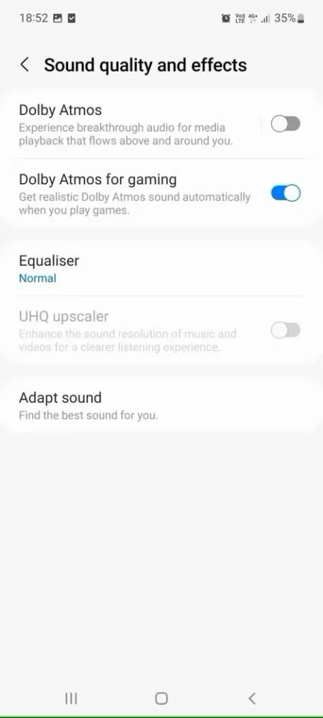 Dolby Atmos برای بازی در گوشی سامسونگ فعال شده است