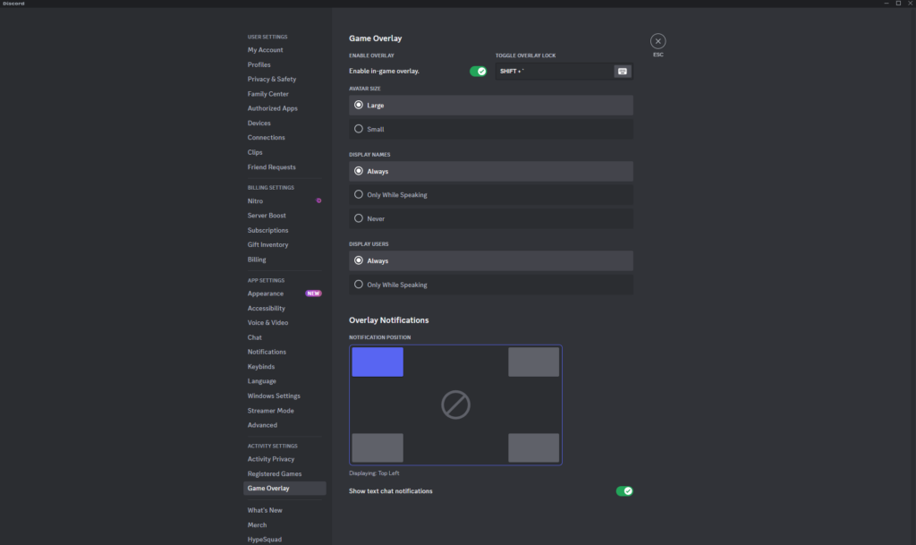 Discord Overlays غیر فعال کردن