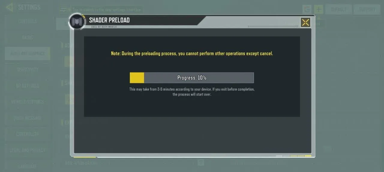 SHADER PRELOAD در حال تنظیم