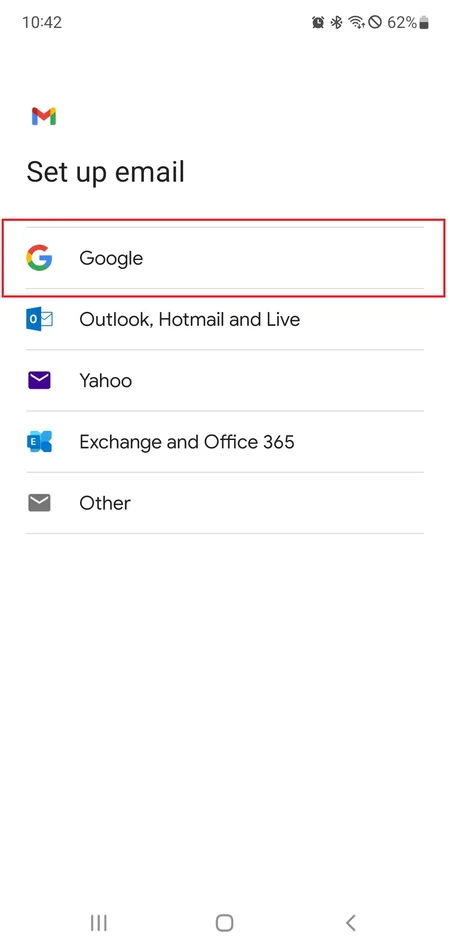 «Google» را انتخاب کنید.