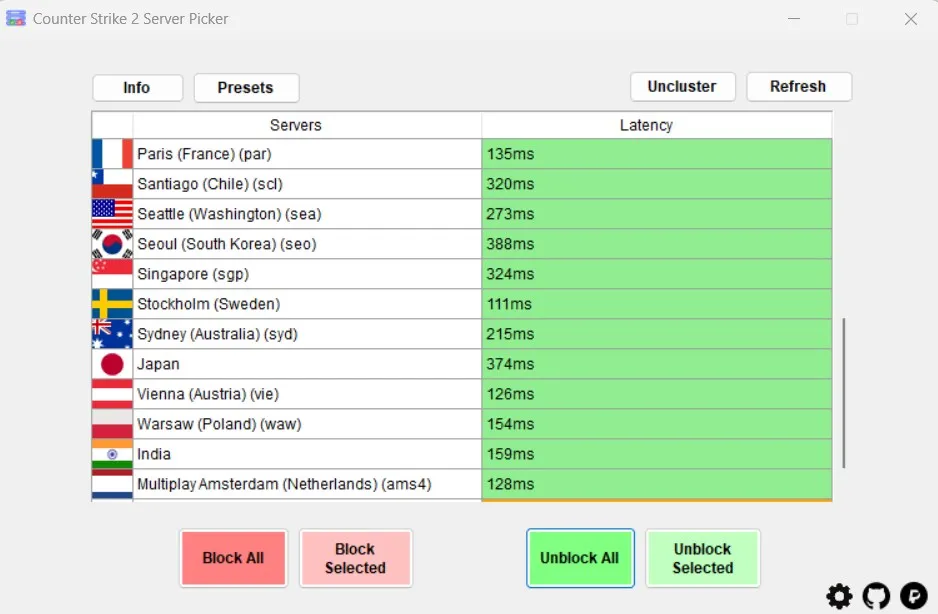 CS2 Server Picker تصویر محیط برنامه