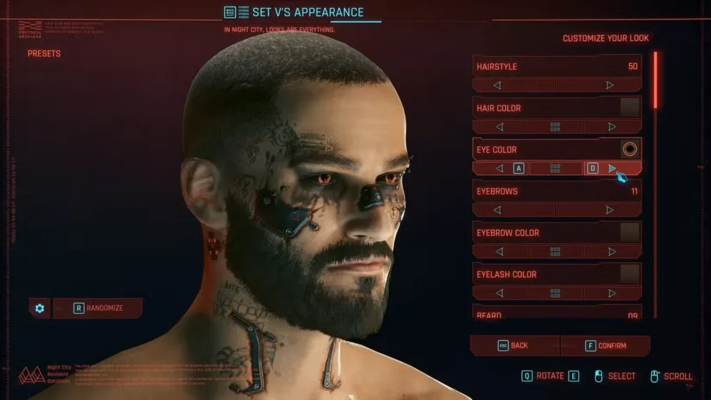 بازیکن Cyberpunk 2077 که سایبرنتیک را وارد می کند.