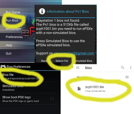 تنظیم فایل BIOS در مبدل پلی استیشن 1 اندروید