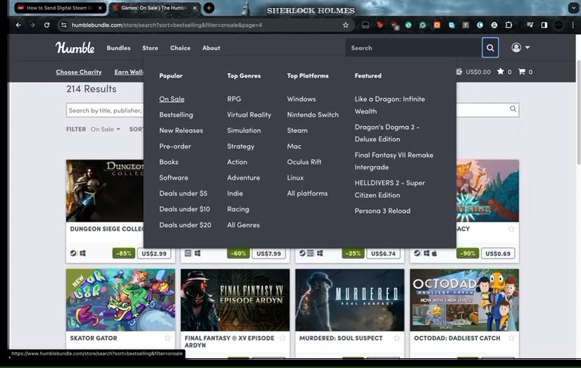 Humble Bundle بازی های در حال فروش را نمایش می دهد