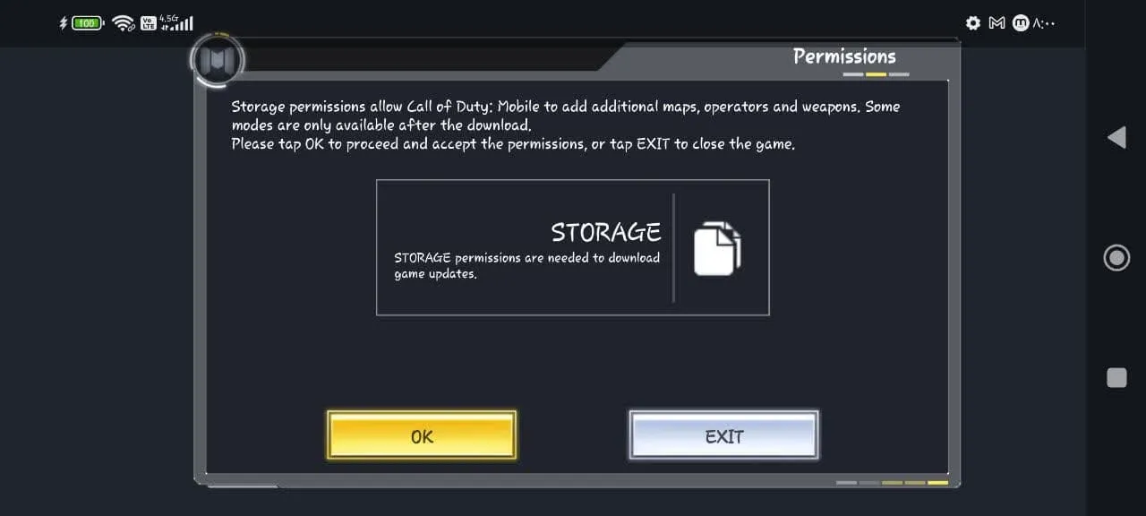 اجازه به دسترسی به فایل در بازی call of duty mobile