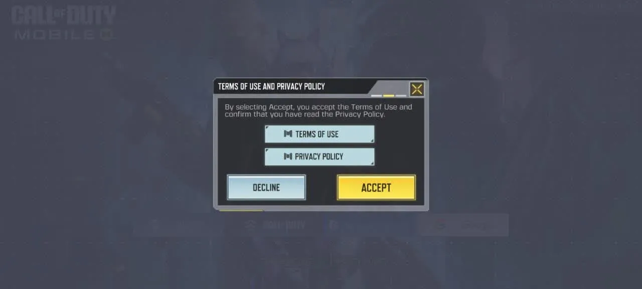 قبول شرایط بازی call of duty mobile