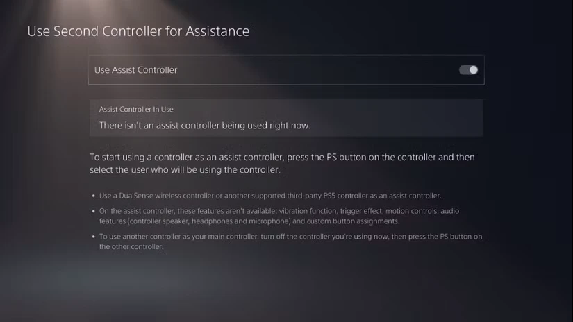 تنظیمات PS5 با استفاده از دسته کمکی
