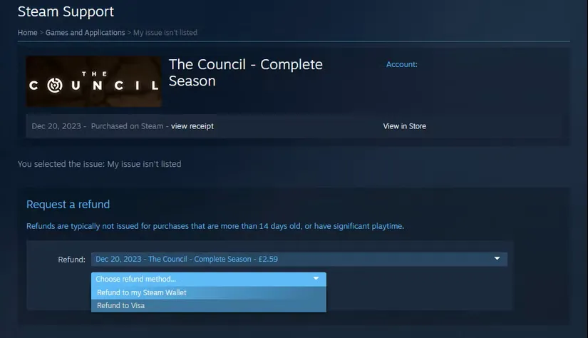 انتخاب روش بازپرداخت در Steam.