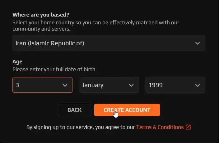 ثبت نام نهایی در faceit