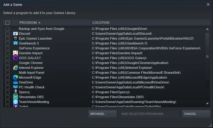 یک بازی غیر Steam اضافه کنید