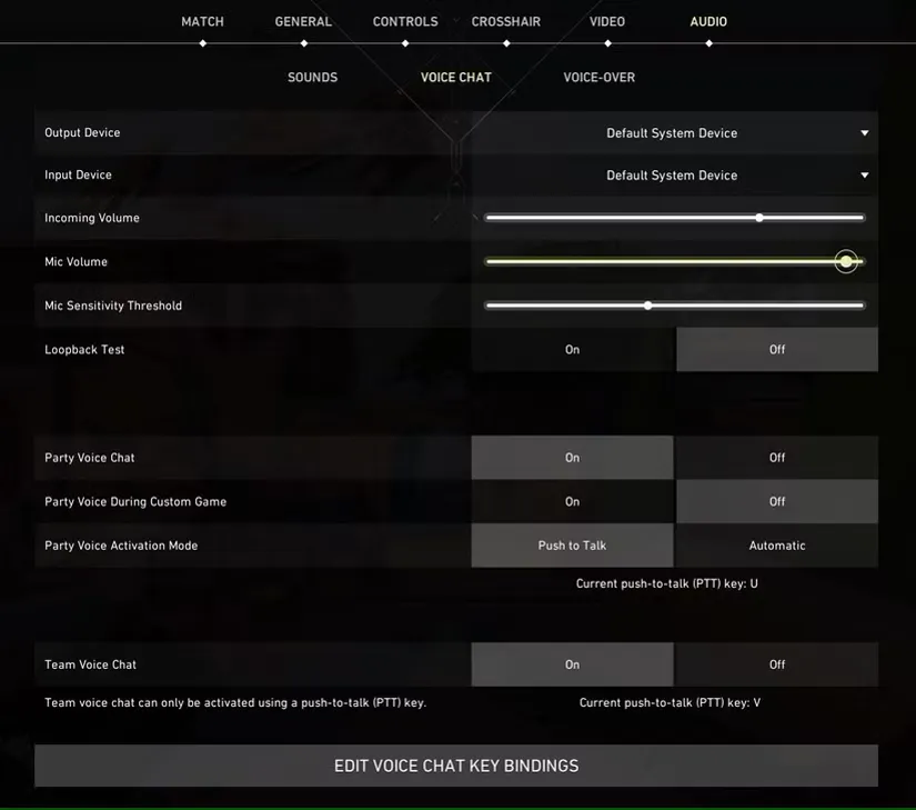 در زبانه Voice Chat در Valorant، صدای میکروفون را روی High تنظیم کنید.