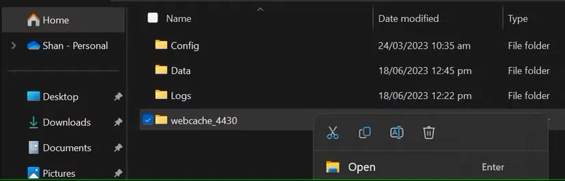 پوشه Webcache را در پوشه نصب لانچر Epic Games حذف کنید.
