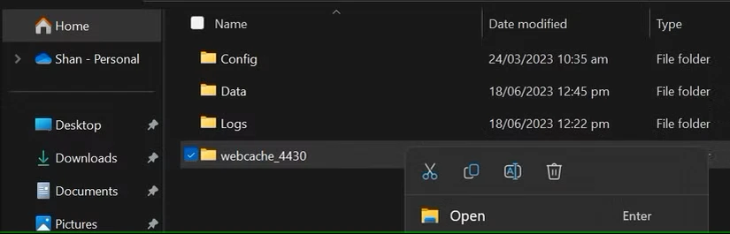 پوشه Webcache را در پوشه نصب Epic Games Launcher حذف کنید.
