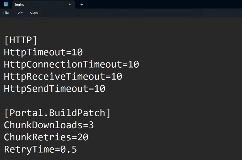 فایل Engine.ini را پس از اضافه کردن چند دستور ذخیره کنید.