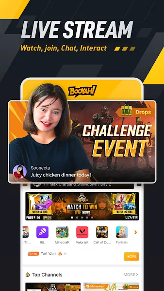 رابط کاربری اپ Booyah و نمایش جوایز روزانه جم