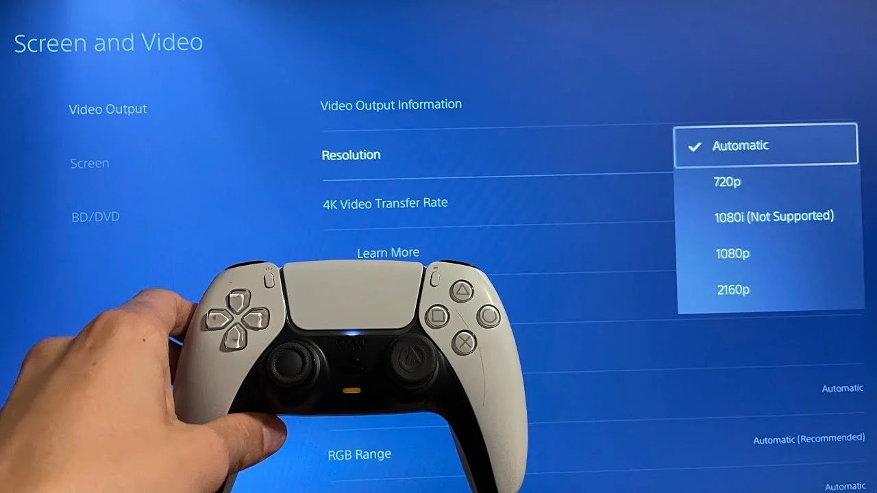 تغییر رزولیشن در PS5