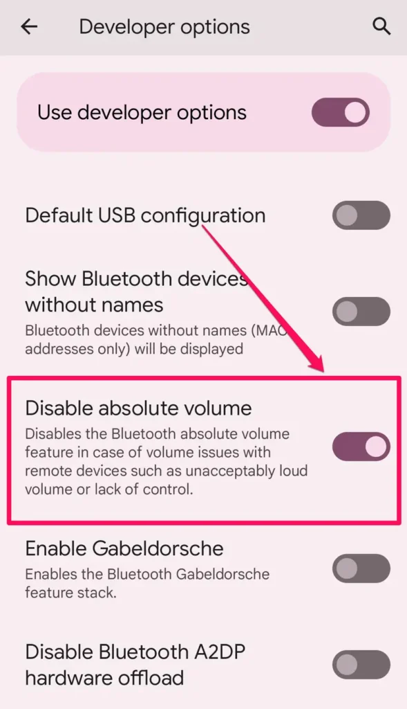 گزینه Disable Absolute Volume در اندروید