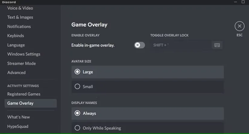 غیرفعال کردن پوشش Discord