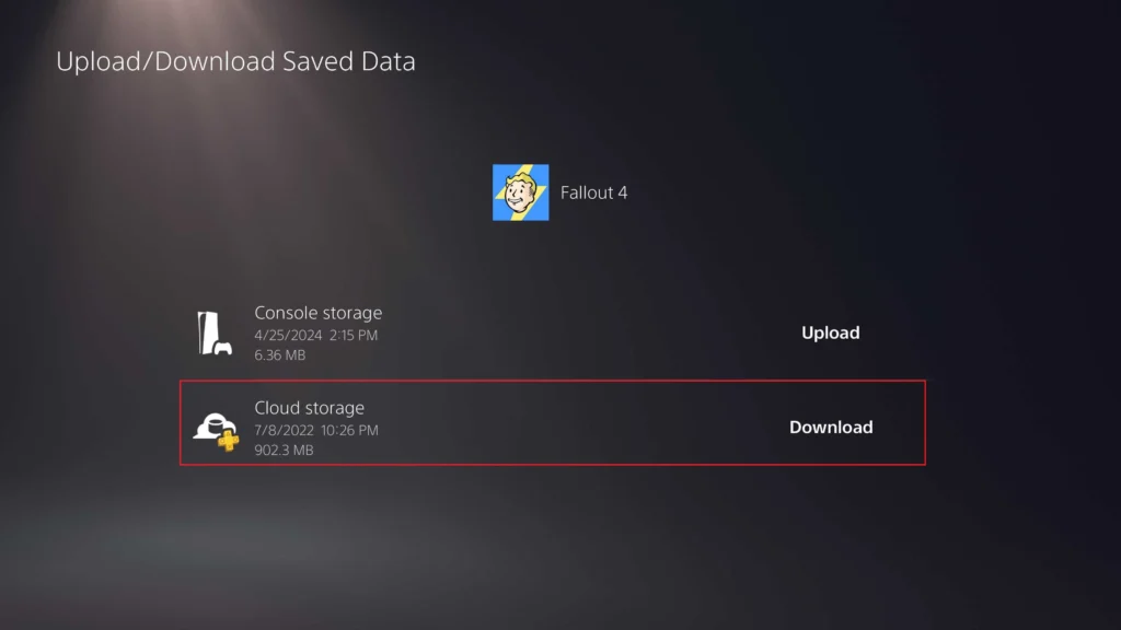گزینه Download to Console Storage