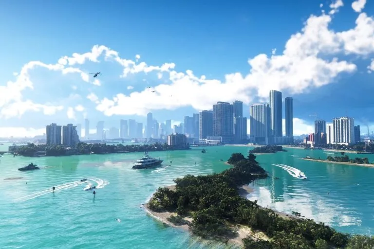 فریم کلیدی از تریلر GTA 6 با صحنه‌ای از ویس سیتی