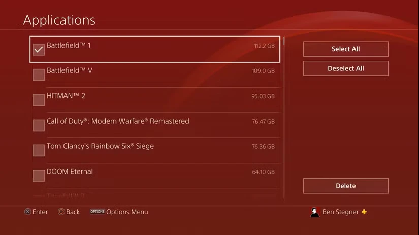 برنامه‌های حذف PS4