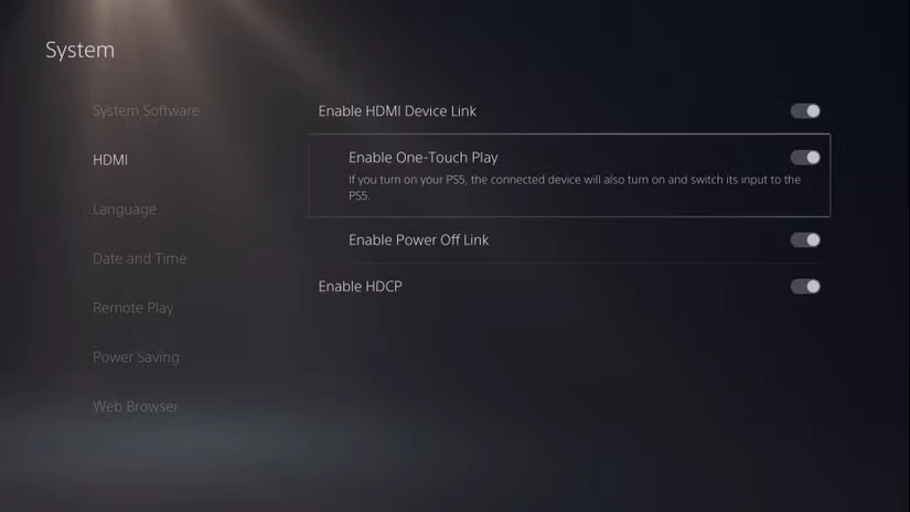 گزینه‌های PS5 HDMI Device Link