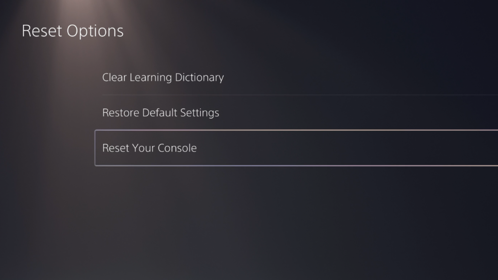 ریست تنظیمات ps5