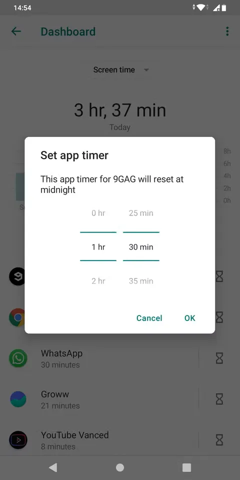 تنظیم تایمر برنامه ۴