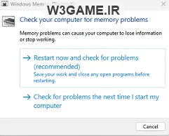 ابزار Windows Memory Diagnostic