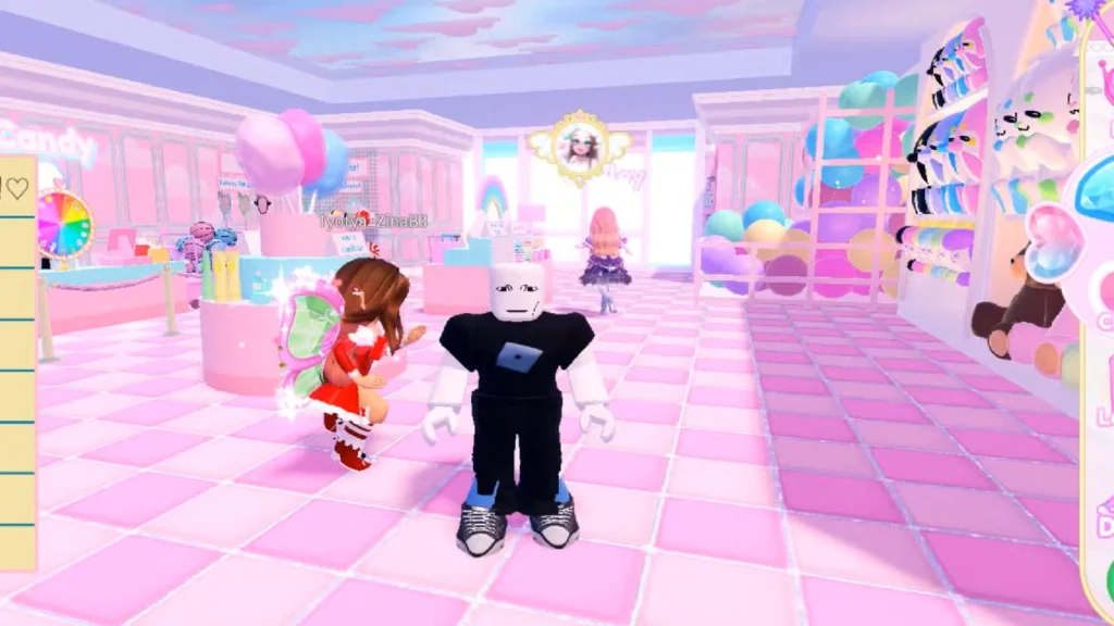 بازیکنی که در Roblox Royale High در نزدیکی سایر بازیکنان ایستاده است.