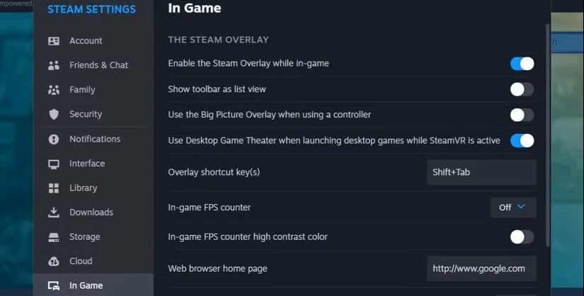 فعال کردن Steam Overlay