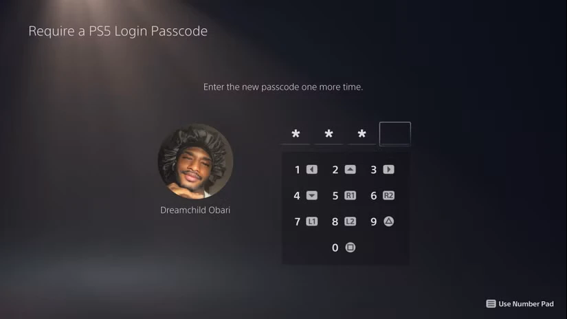 صفحه ورود با کد عبور PS5