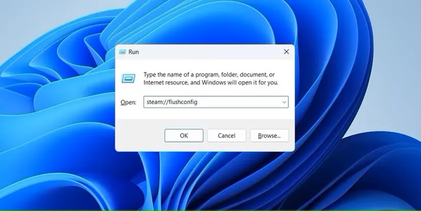 steam://flushconfig را در کادر تایپ کنید