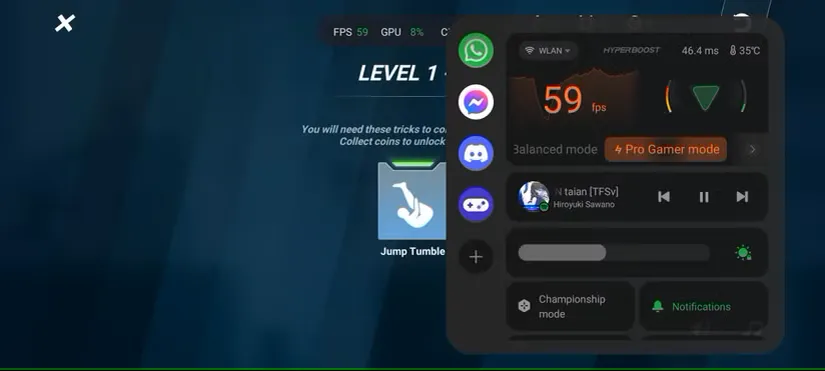 حالت بازی وانپلاس (OnePlus Gaming Mode) در حال نمایش FPS