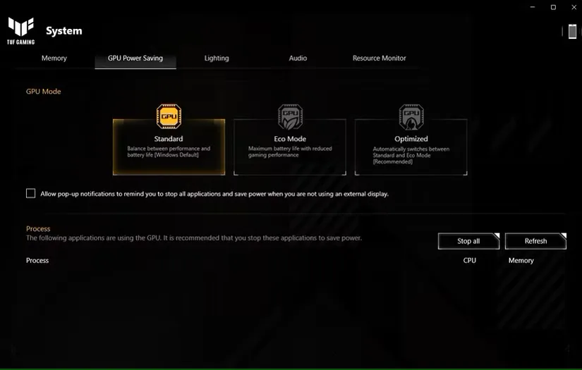 تنظیم حالت برق GPU