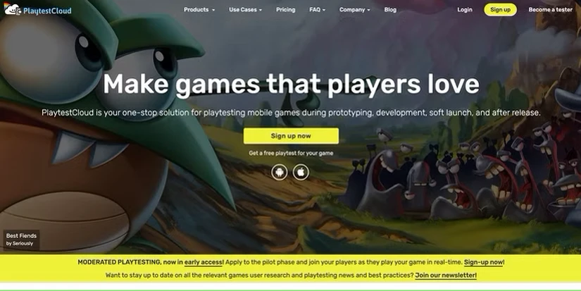 صفحه ثبت نام playtest cloud