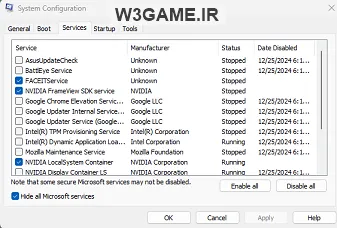 تنظیمات msconfig