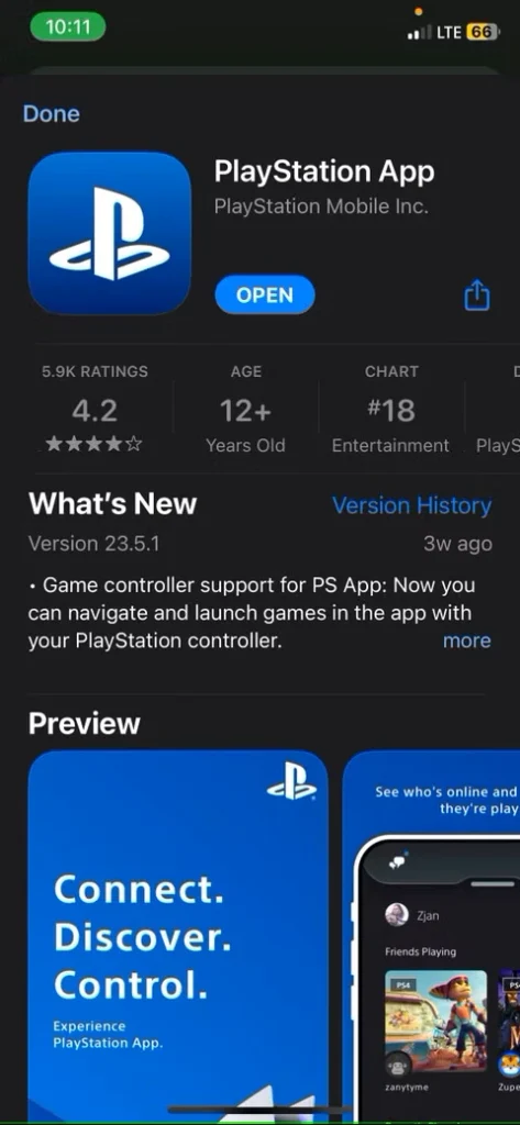 برنامه PlayStation در App Store