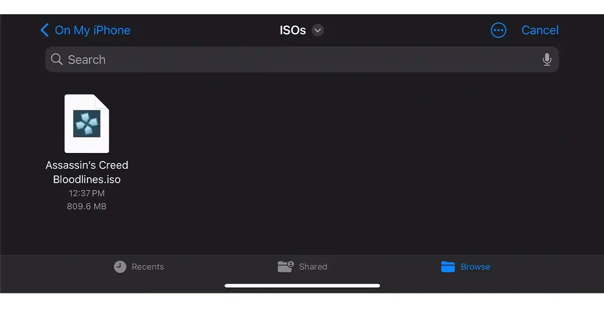 انتخاب بازی در برنامه ppsspp