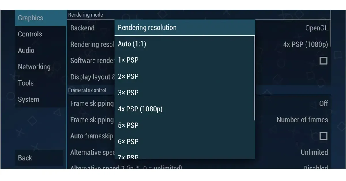 کاهش تنظمبات گرافیکی ppsspp