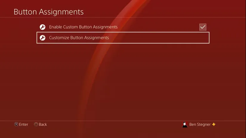 منوی تخصیص دکمههای PS4