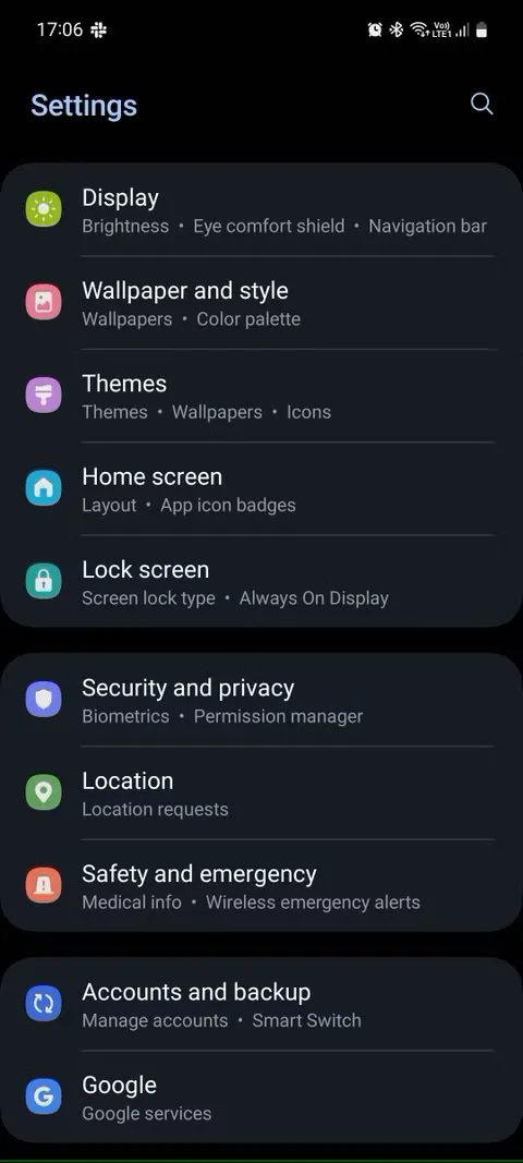 تنظیمات دستگاه سامسونگ One UI 5.1