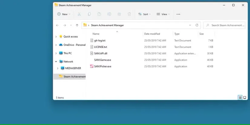 تصویر صفحه نمایش فایل Steam Achievement Manager استخراج شده