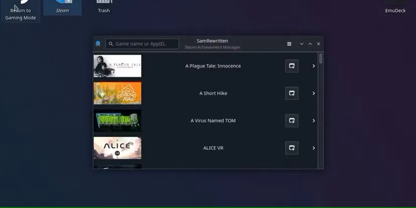 تصویر صفحه مدیریت دستاورد Steam در Steam Deck