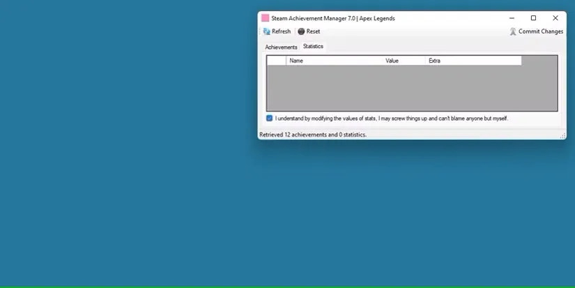 تصویری از هشدار Steam Achievement Manager به کاربر