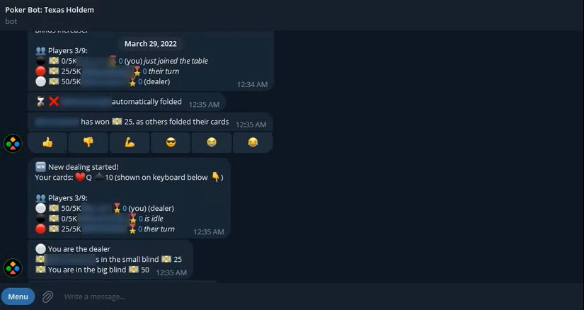 ربات پوکر در تلگرام