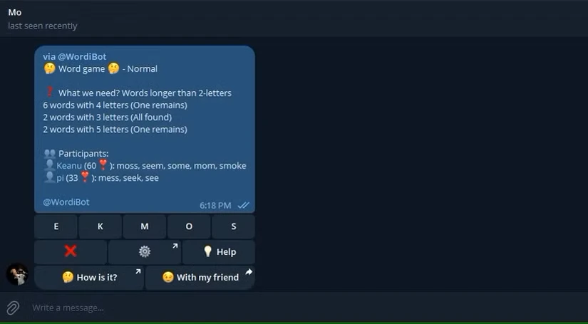 ربات Wordi در تلگرام
