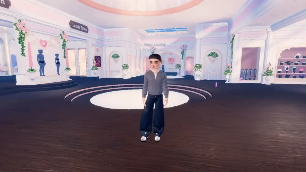 
بازیکنی که در Roblox Dress To Impress ایستاده و به سمت چپ نگاه می‌کند.
