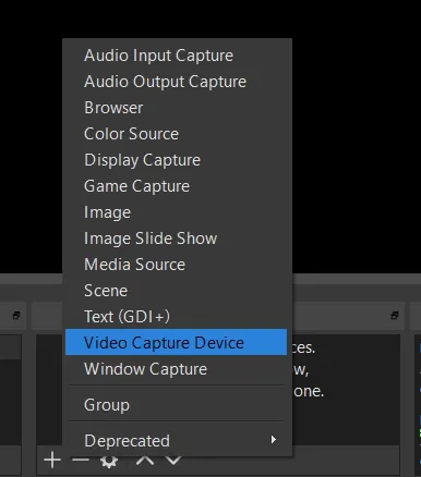 تنظیمات video capture device در obs
