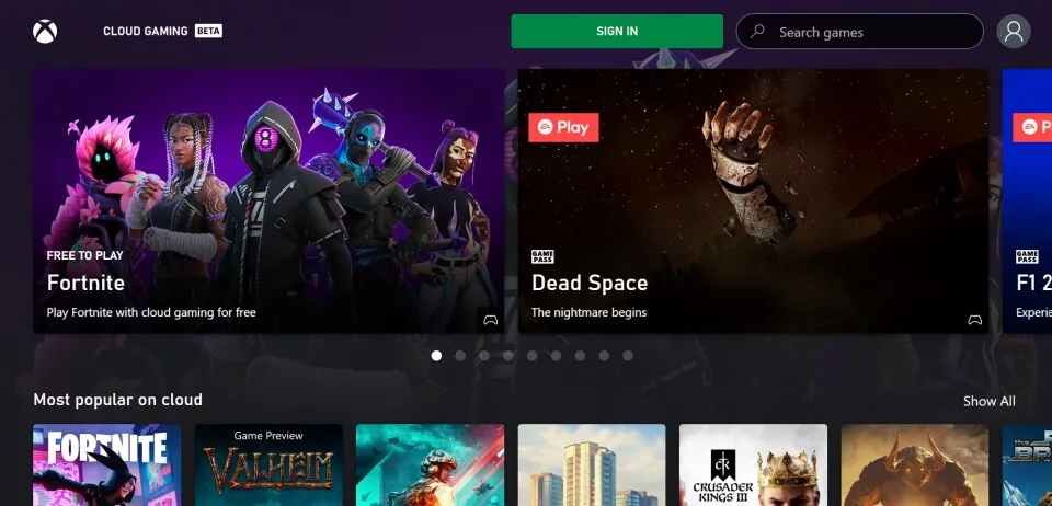 Xbox Cloud Gaming اجرای بازی فورتنایت